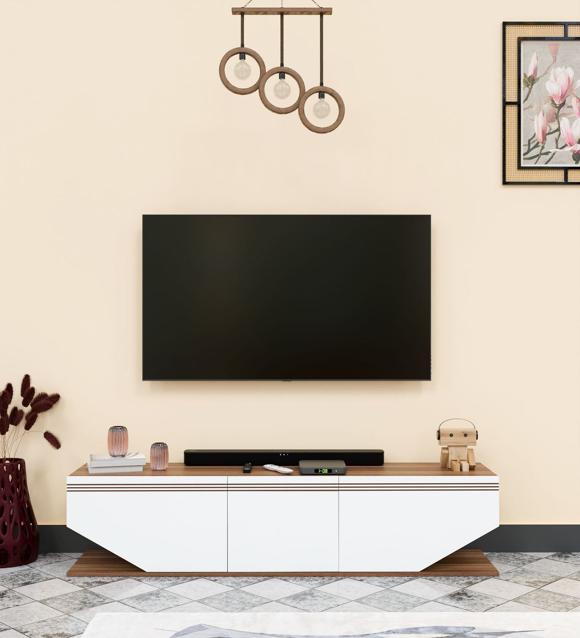 Spydercraft Matte Finish Agarita TV Unit| Color: Noce Lyon and White| Do- It- Yourself Product