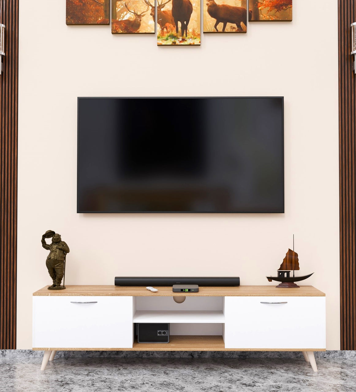 Spyder Craft Matte Finish A9 Compact TV Unit Only, TV Up To 45 Inches Engineered Wood TV Entertainment Unit  (Finish Color - Walnut, White, DIY(Do-It-Yourself))