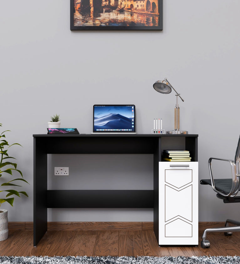 SPYDERCRAFT Matte Finish Aster Study Table| Color: Black and White| Do- It- Yourself Product