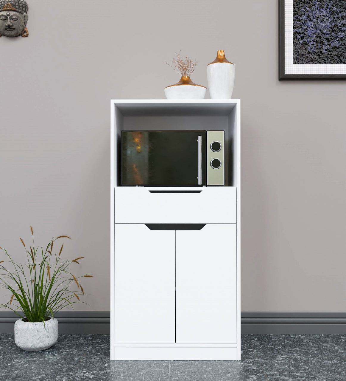 Spydercraft Matte Finish Crustle Floor Mounted Cabinet| Color: White| Do-It-Yourself Product
