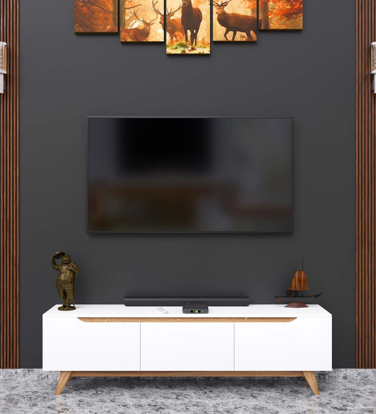 SPYDERCRAFT Matte Finish D3 Only cabinet| TV Entertainment Unit| Color: White and Noce Lyon| Do-It- Yourself Product