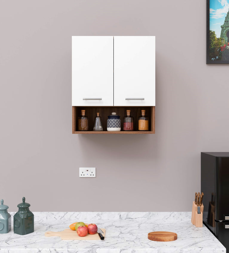 SPYDER CRAFT Matte Finish EA125 Wall Mounted Kitchen Cabinet Multi-Purpose Cabinet for Kitchen Pantry and Bathroom Organizer Color: Nose line & White || Assembly -DIY (Do-It-Yourself)