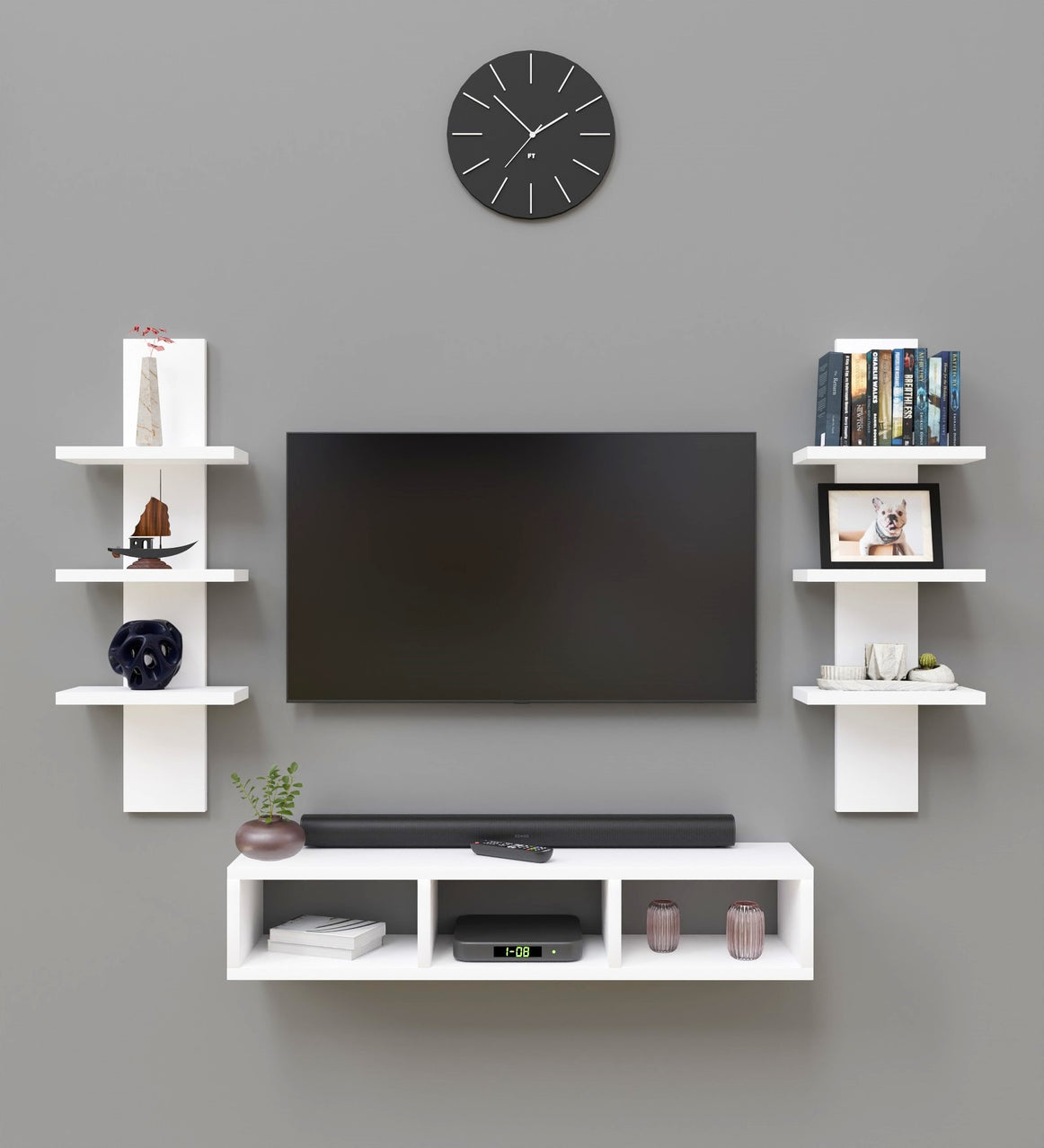 Spydercraft Matte Finish SP04 TV Unit| Color: White| Do- It- Yourself Product