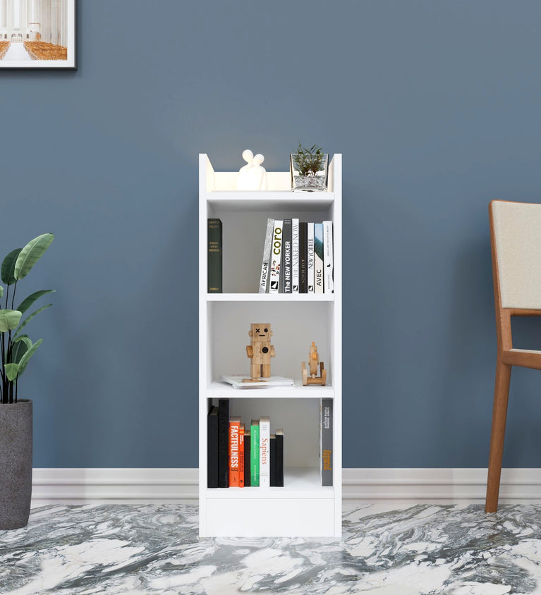 Spydercraft Matte Finish Rio Bookshelf| Modern Wooden Bookshelf | 4-Tier Open Storage Shelf for Home & Office| Color: White| Do- It-Yourself Product