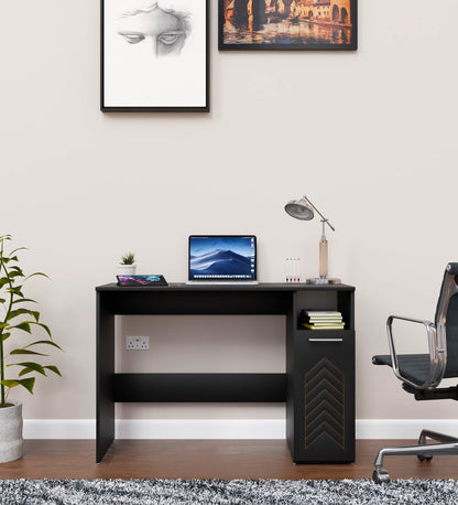 SPYDER CRAFT Viola Engineering Wood Modern Office Desk Study Table Computer Table for Office Work from Home Kids Study Room Workstation with Storage-Black Assembley-DIY