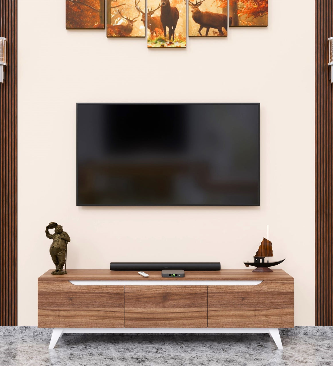 SPYDERCRAFT Matte Finish D3 Only cabinet| TV Entertainment Unit| Color: Noce Lyon and White| Do-It- Yourself Product