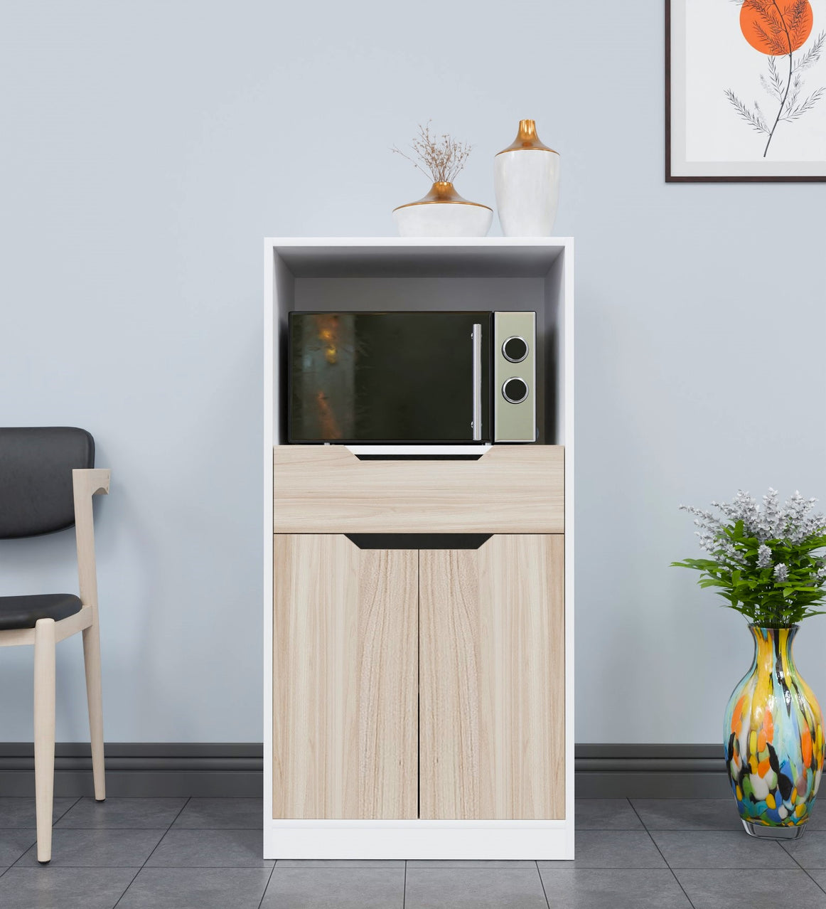 Spydercraft Matte Finish Crustle Floor Mounted Cabinet| Color: White and Asian Walnut Light| Do-It-Yourself Product