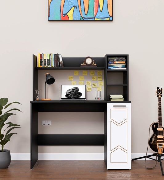 SPYDERCRAFT Matte Finish Liard Study Table| Color: Black and White| Do-It-Yourself Product