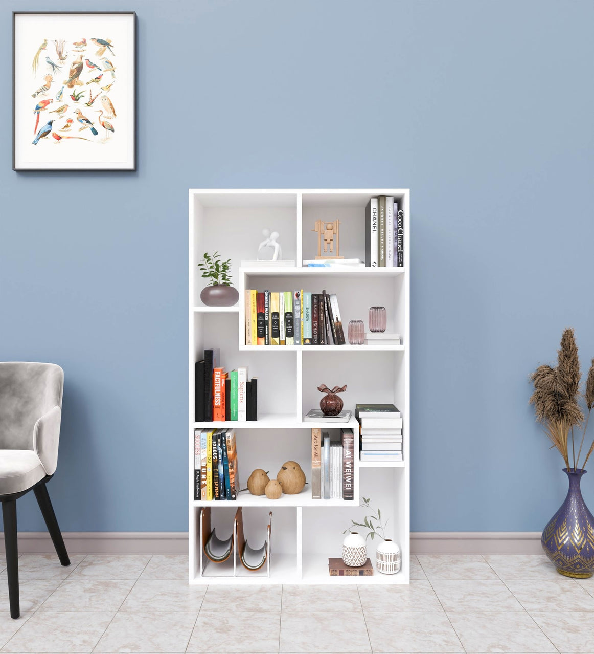 Spydercraft Matte Finish Beni Bookshelf| Color: White| Do- It- Yourself product