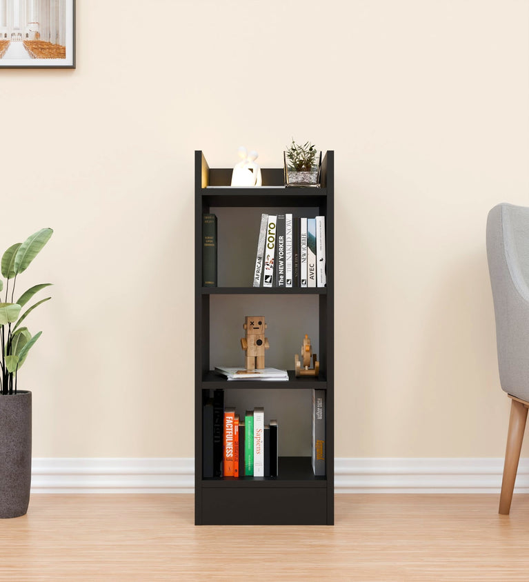 Spydercraft Matte Finish Rio Bookshelf| Modern Wooden Bookshelf | 4-Tier Open Storage Shelf for Home & Office| Color: Black and White| Do- It-Yourself Product