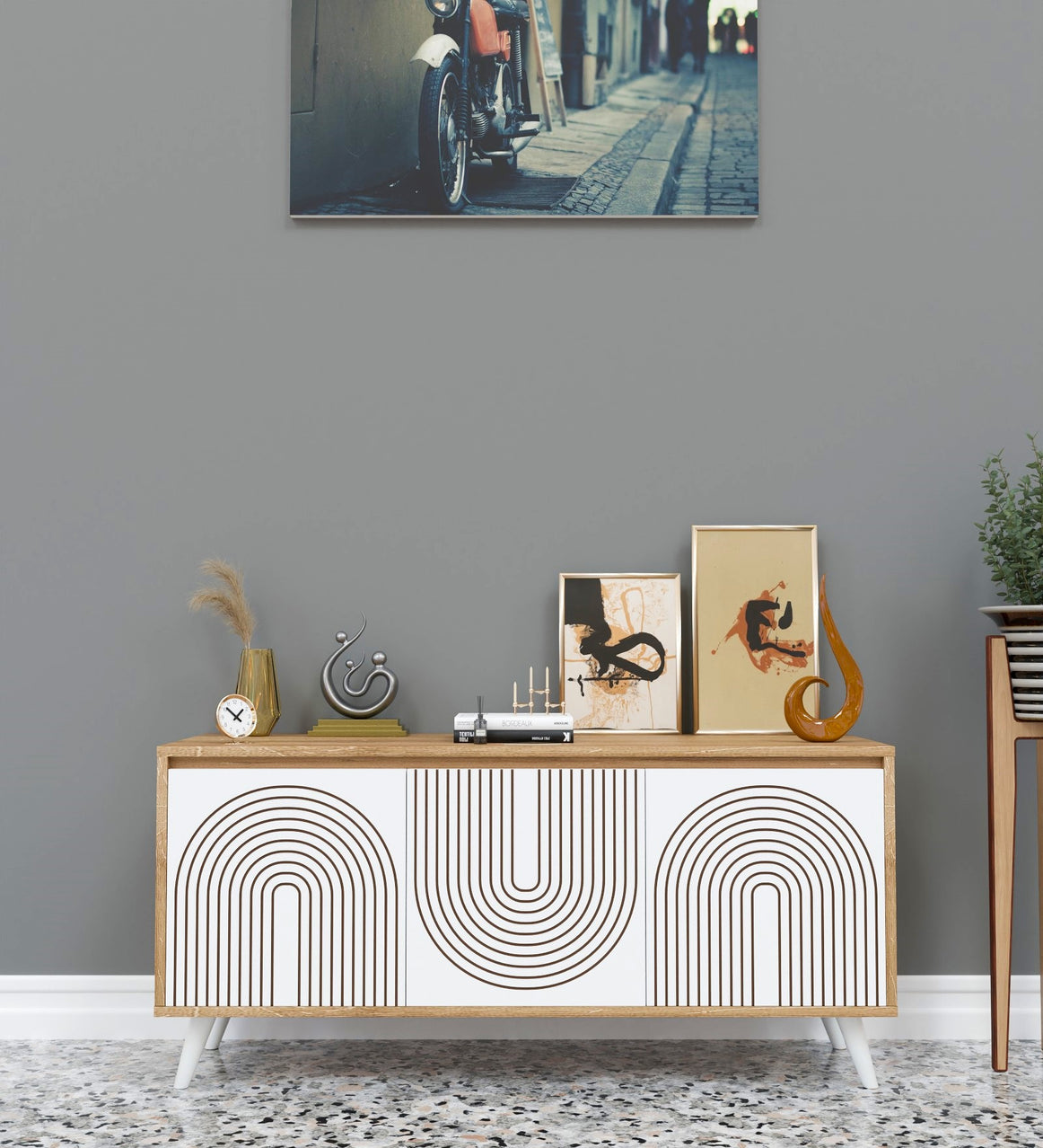 Spydercraft Matte Finish Skitty Console Table| Color: Canyon Oak and White| Do- It- Yourself Product