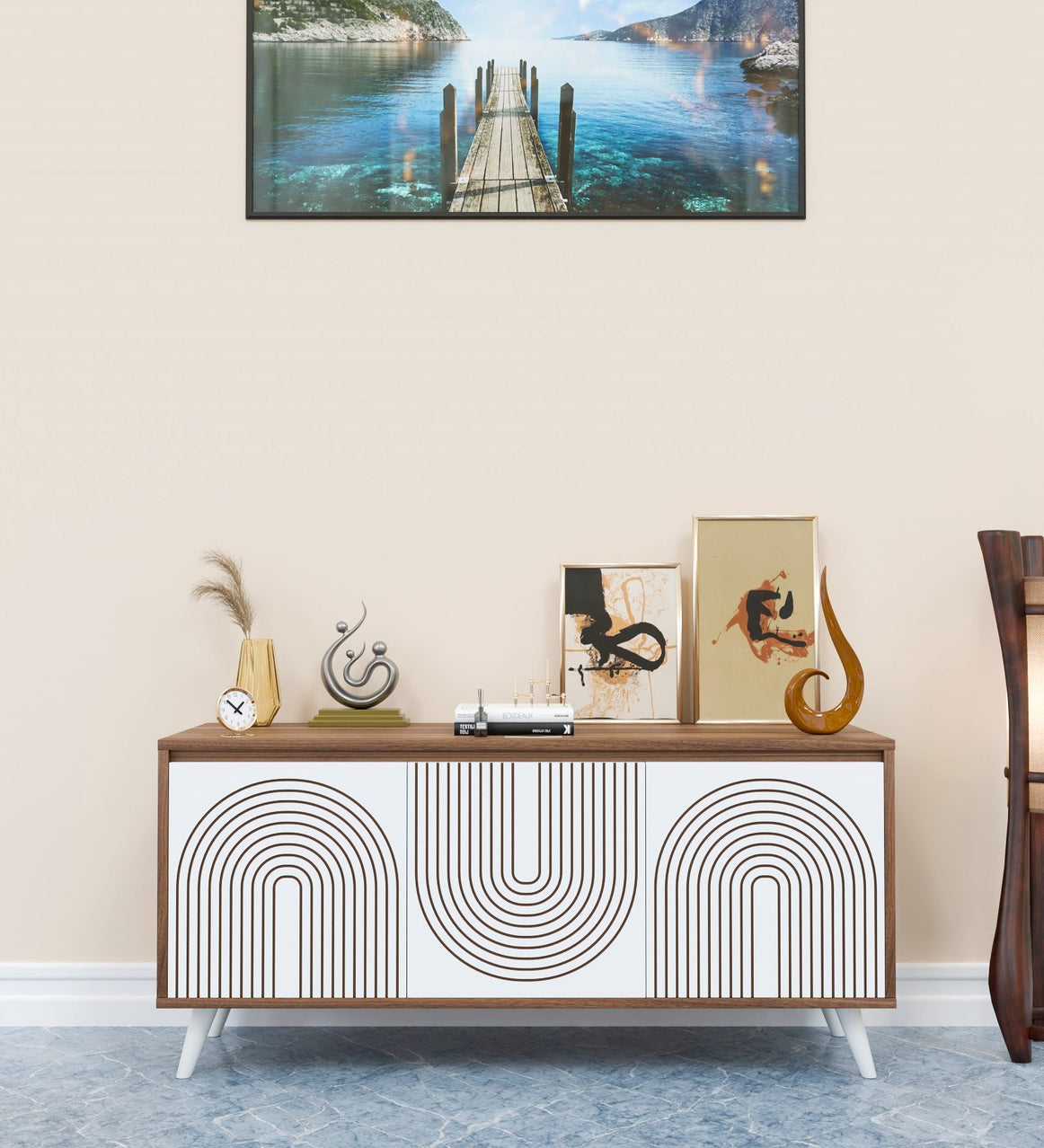 Spydercraft Matte Finish Skitty Console Table| Color: Noce Lyon and White| Do- It- Yourself Product