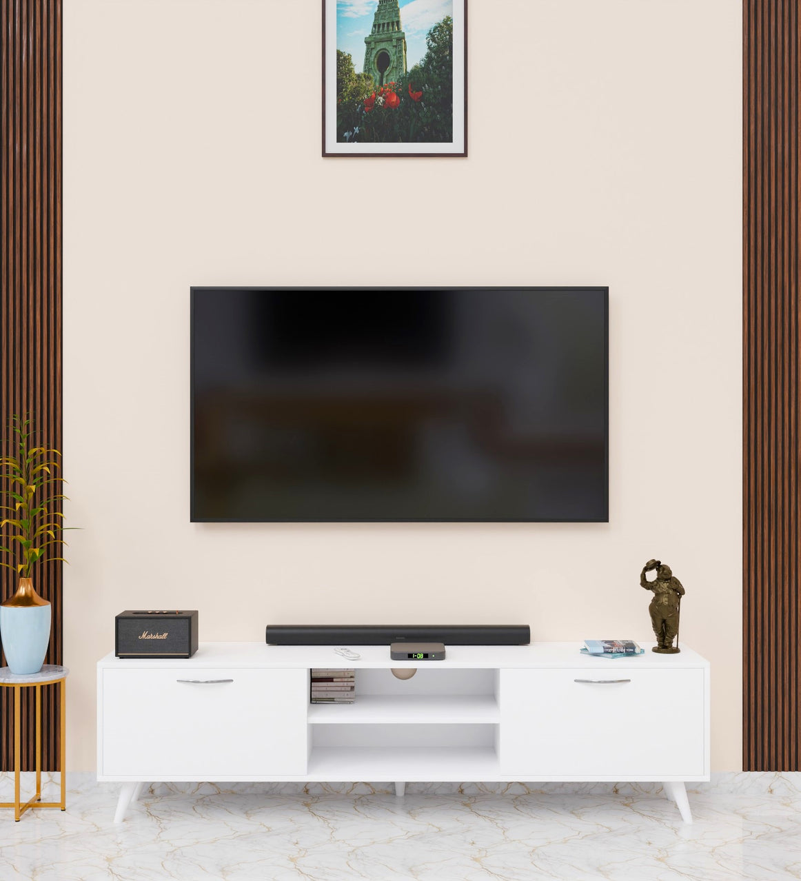 Spyder Craft Matte Finish A9 Compact TV Unit Only TV Up To 45 Inches Engineered Wood TV Entertainment Unit  (Finish Color - White, DIY(Do-It-Yourself))