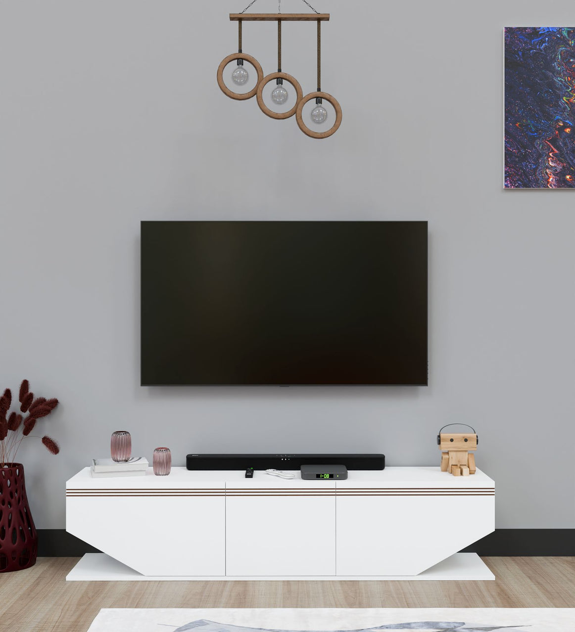 Spydercraft Matte Finish Agarita Floor Mounted TV Unit| Color: White| Do- It- Yourself Product