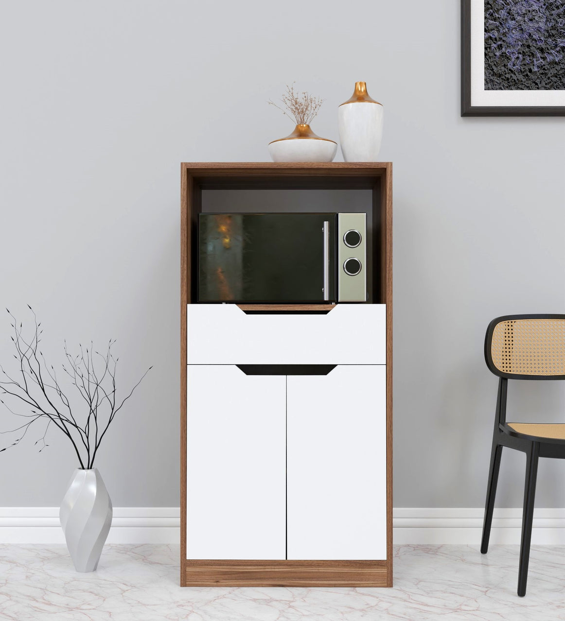 Spydercraft Matte Finish Floor Mounted Crustle Cabinet| Color: Noce Lyon and White| Do- It- Yourself Product