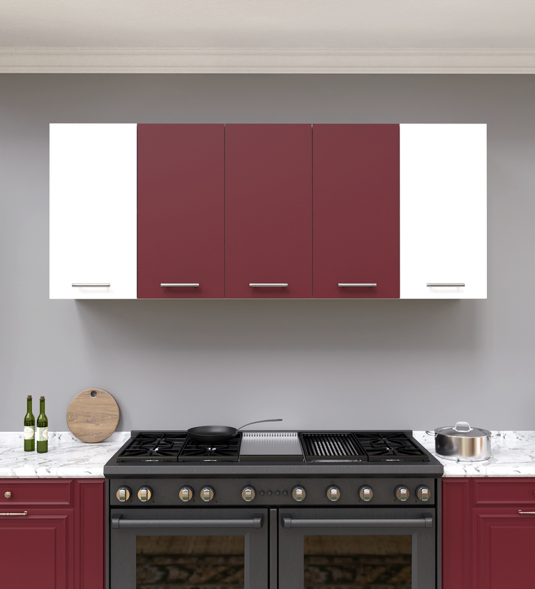 Spyder Craft 5 Door Matte Finish Matrix Kitchen Cabinet for Office|Hall |Kitchen Wall Mounted Cabinet for Kitchen |Living Room| Color:- White & Burgundy|| Assembly-DIY (Do-It-Yourself)