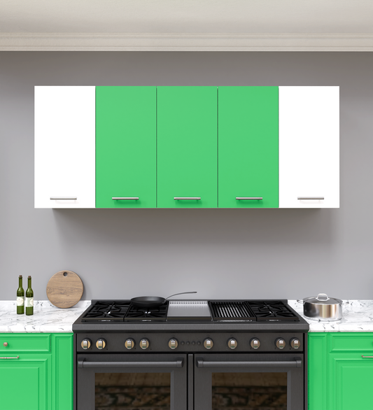 Spyder Craft 5 Door Matte Finish Matrix Kitchen Cabinet for Office|Hall |Kitchen Wall Mounted Cabinet for Kitchen |Living Room| Color:- White & Green|| Assembly-DIY (Do-It-Yourself)