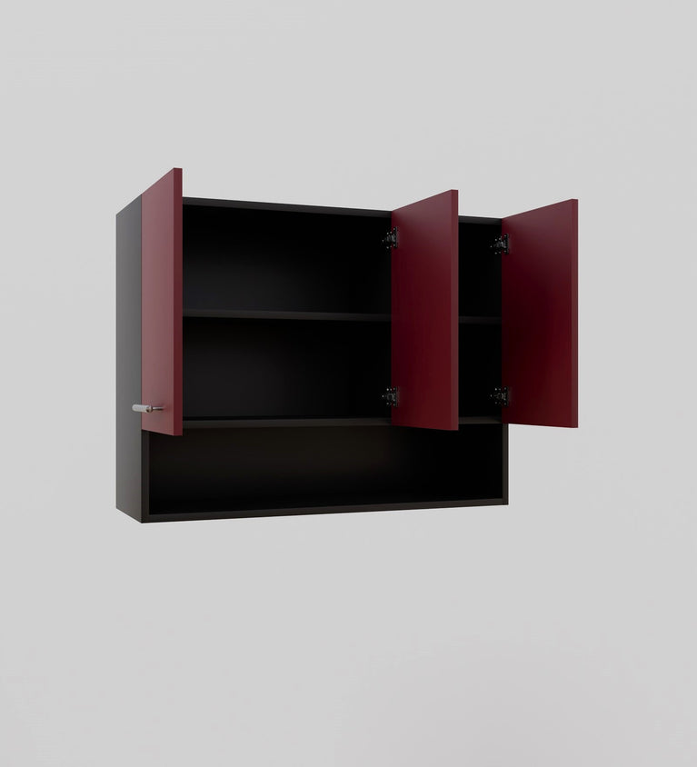 SPYDERCRAFT Matte FInish Blitz (Three Door) Kitchen Cabinet| Color: Burgundy and Black| Do-It-Yourself Product