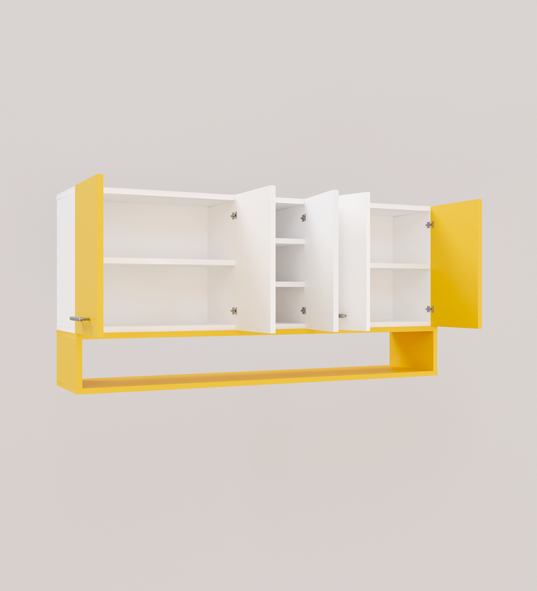 Spyder Craft 5 Door Matte Finish Merlin Kitchen Cabinet for Office|Hall |Kitchen Wall Mounted Cabinet for Kitchen |Living Room| Color:-Yellow & White|| Assembly-DIY (Do-It-Yourself)