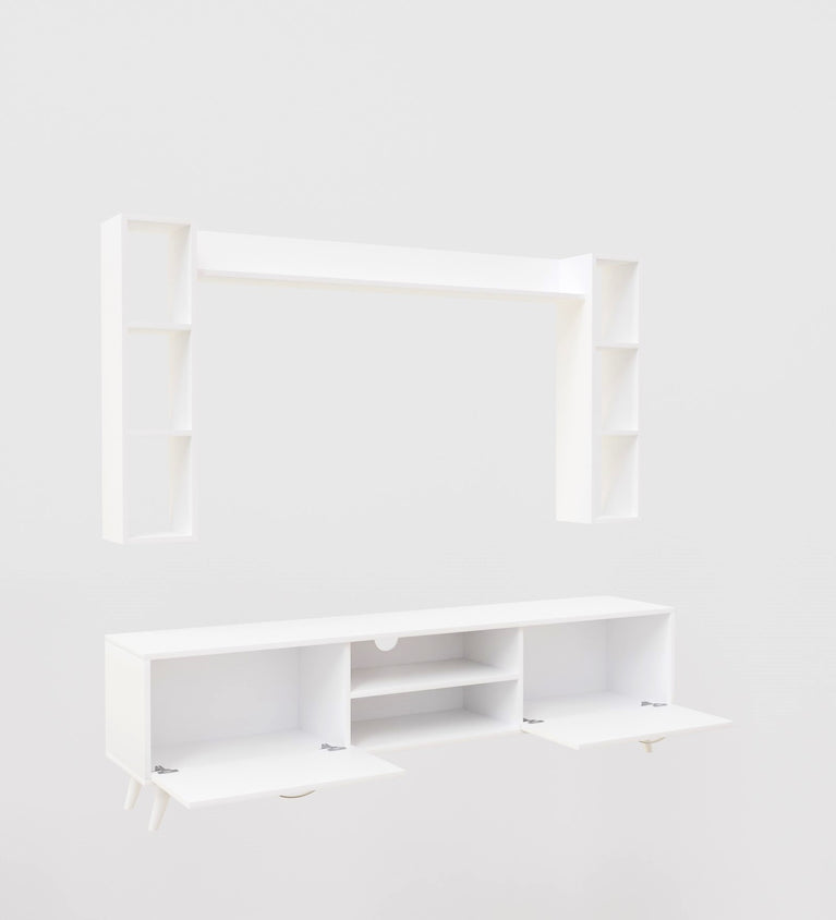 SPYDERCRAFT Matte Finish M5 TV Entertainment Unit with Shelves| Color: White| Do- It- Yourself Product