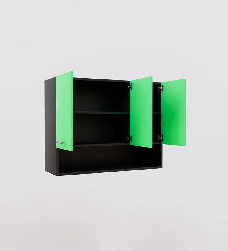 SPYDERCRAFT Matte Finish Myra (Foor-Door) Kitchen Cabinet| Color: Green and Black| Do-It-Yourself Product