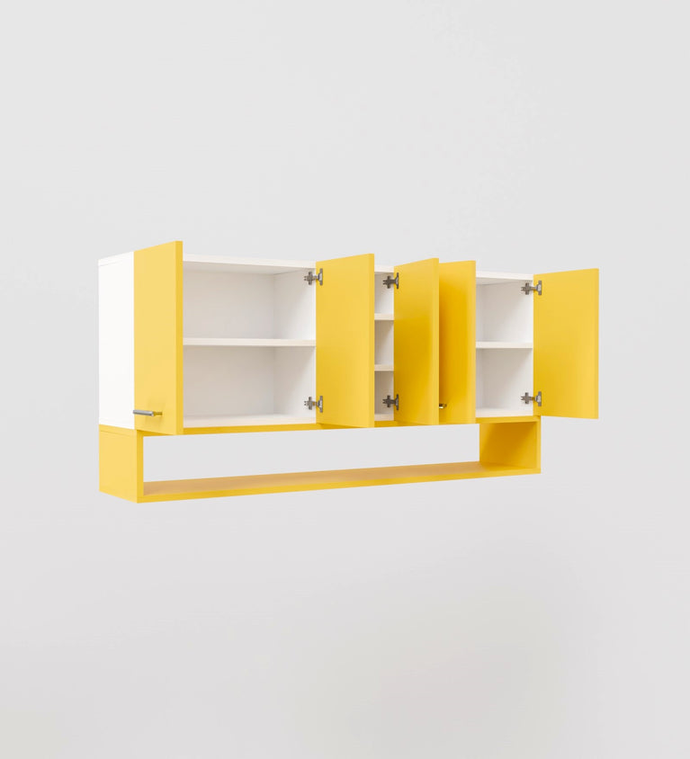 SPYDERCRAFT Matte Finish Merlin Kitchen Cabinet| Color: Yellow and White| Do-It-Yourself Product