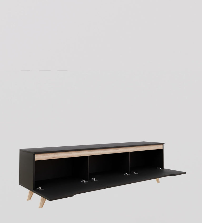 SPYDERCRAFT Matte Finish D3 Only cabinet| TV Entertainment Unit| Color: Black and Canyon Oak| Do-It- Yourself Product