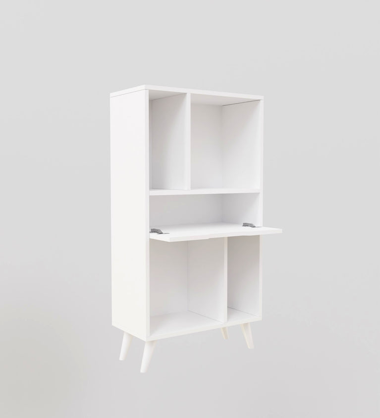 Spydercraft Matte Finish Snover Bookshelf| Modern White Bookshelf with Drawer – Stylish & Compact Storage Unit for Home & Office| Color: White| Do- It- Yourself Product