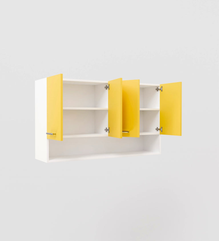 SPYDERCRAFT Matte Finish Myra (Foor-Door) Kitchen Cabinet| Color: Yellow and White| Do-It-Yourself Product