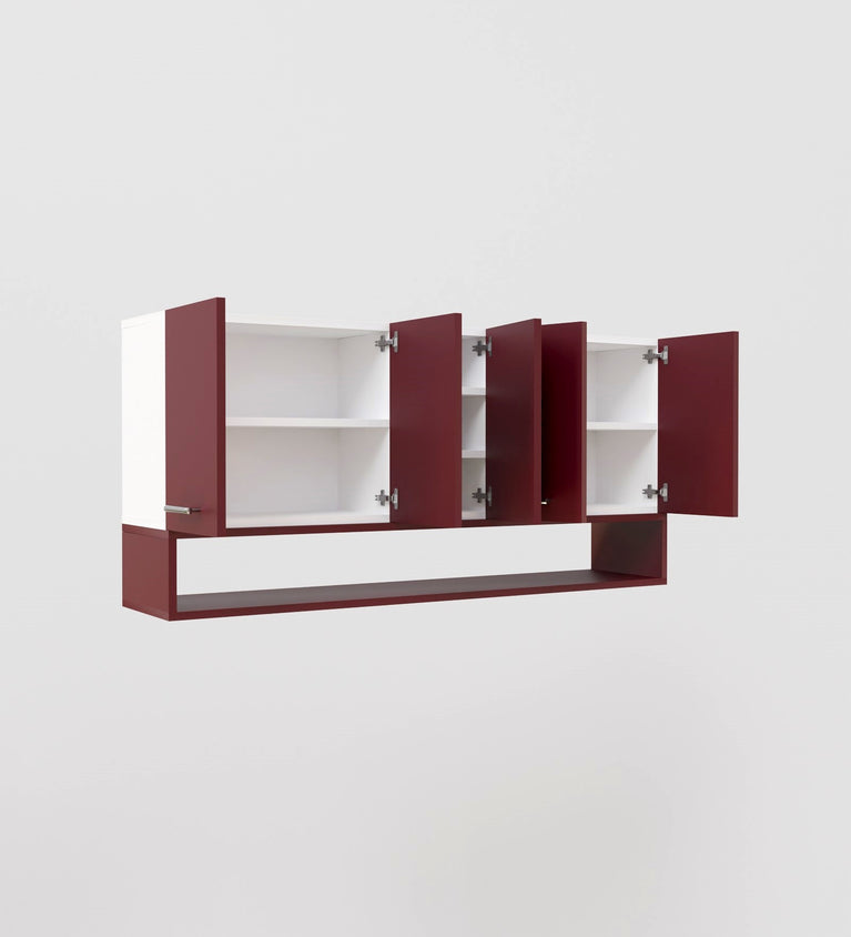 SPYDERCRAFT Matte Finish Merlin Kitchen Cabinet| Color: Burgundy and White| Do- It- Yourself Product