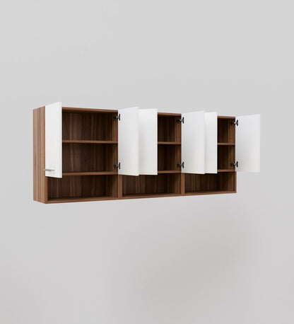 Spydercraft Cleffa Matte Finish Six Door Wall Mounted Kitchen Cabinet| Color: White and Noce Lyon|