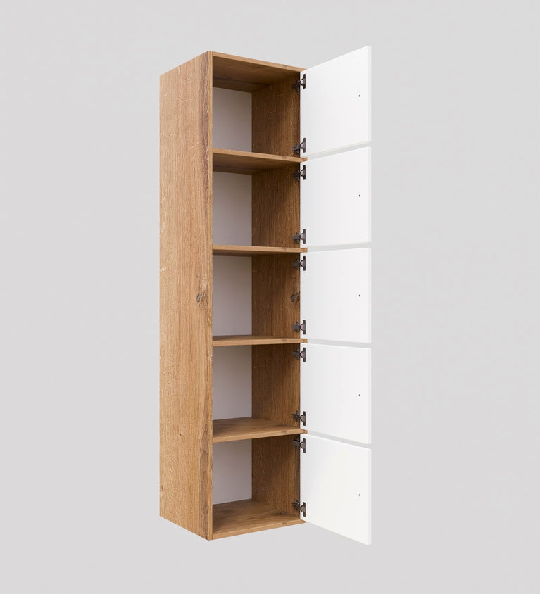 Spyder Craft Wooden Cabinet - Five Tier Engineered Wood Storage Cabinet for Living Room, Space Saving Furniture for Home, Office, Kitchen, Color Oak -White -L 38 x B 38 x H 165.5 cm 1 Year Warranty