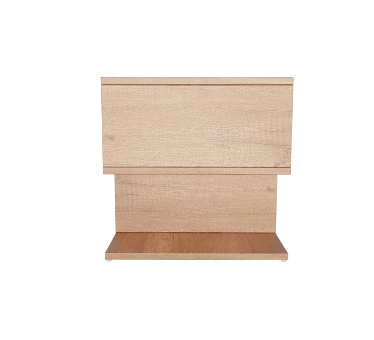 Spydercraft Zig Zag Bedside Table in Canyon Oak Finish | Modern Wooden Nightstand with Open Shelves | Engineered Wood Side Table