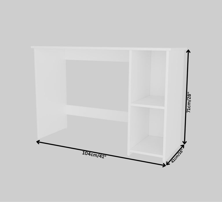 Spydercraft Orchid Study Table | Modern Study & Office Desk with Open Storage Shelves | Engineered Wood Writing Table for Home & Office | White Finish