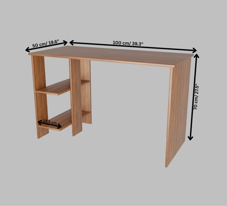 Spydercraft Modern Study Table with Storage Shelves in Noce Lyon Finish | Contemporary Computer Desk for Home & Office