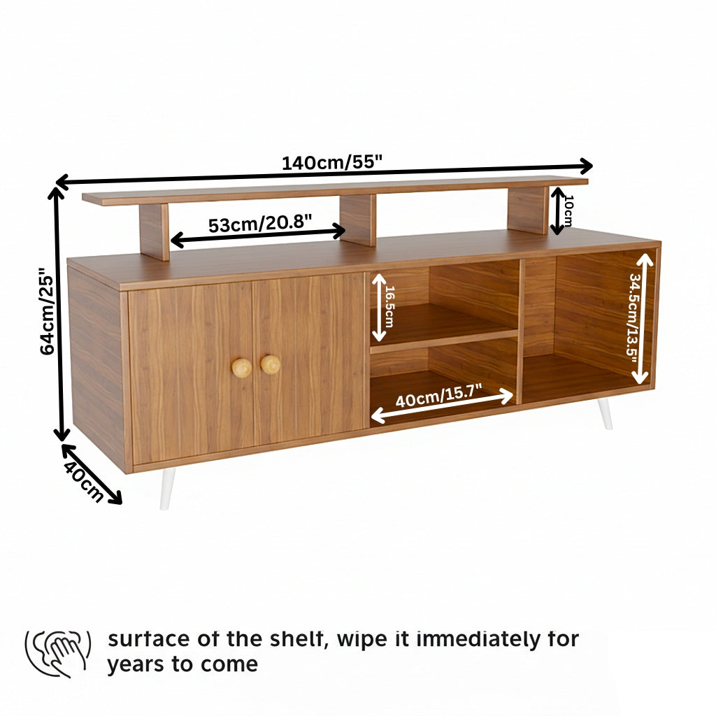 Spydercraft Modern Marbay TV Unit with Storage & Display Shelf – Space-Saving Entertainment Console in Noce Lyon Finish