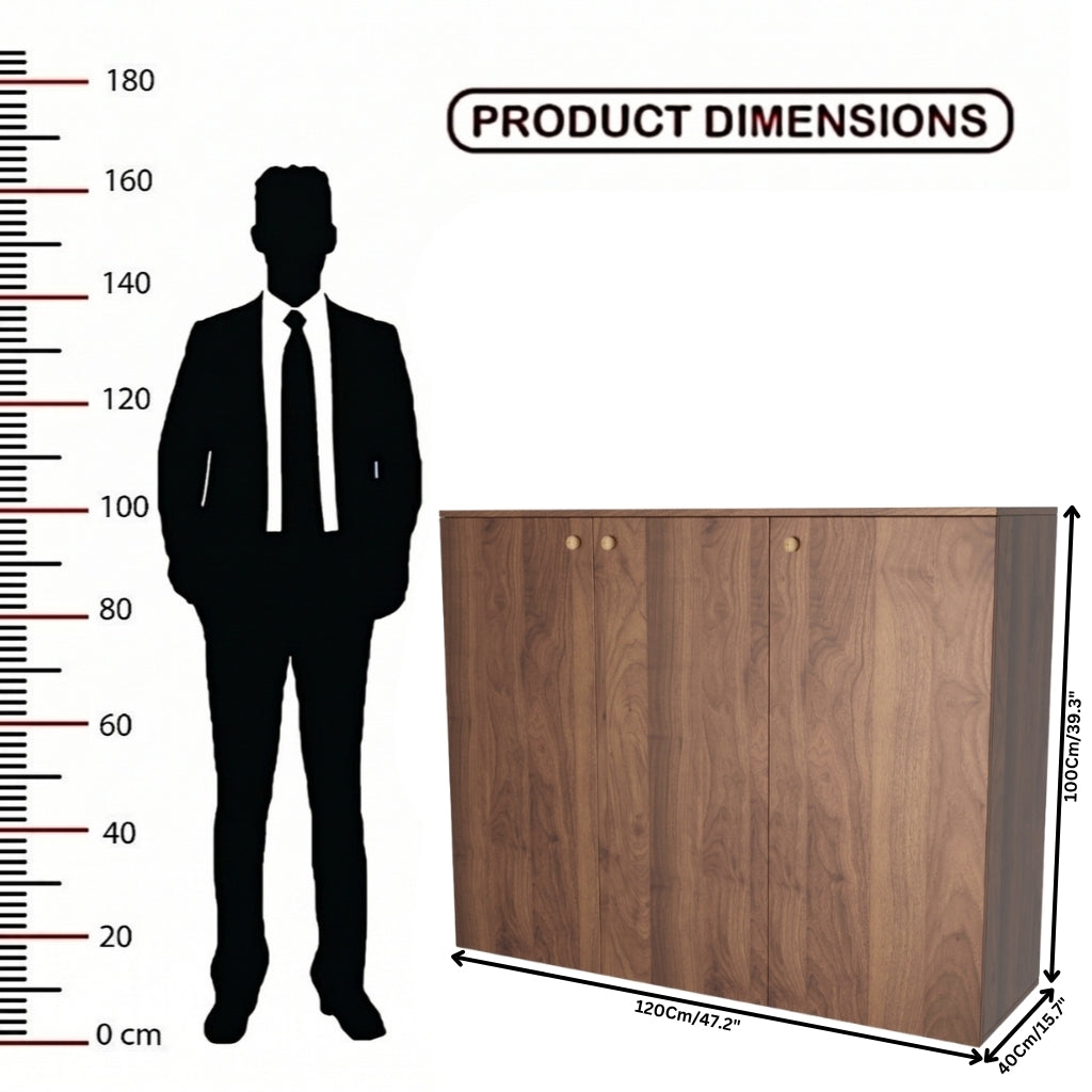 Apex 3 Door Shoe Rack Cabinet with Spacious Storage | Modern Wooden Footwear Organizer for Home & Entryway | Columbian Walnut Finish