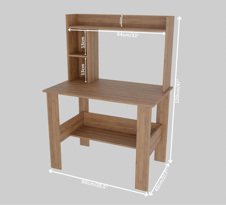 SPYDER CRAFT Modern Engineered Wood Study Table with Bookshelf & Storage Shelves in Noce Lyon | Computer Desk for Home & Office
