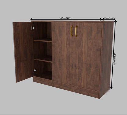 Spydercraft Accent Modern Storage Cabinet with Matte Finish and Premium Metal Handles| Color: Columbian Walnut| Multipurpose Cabinet