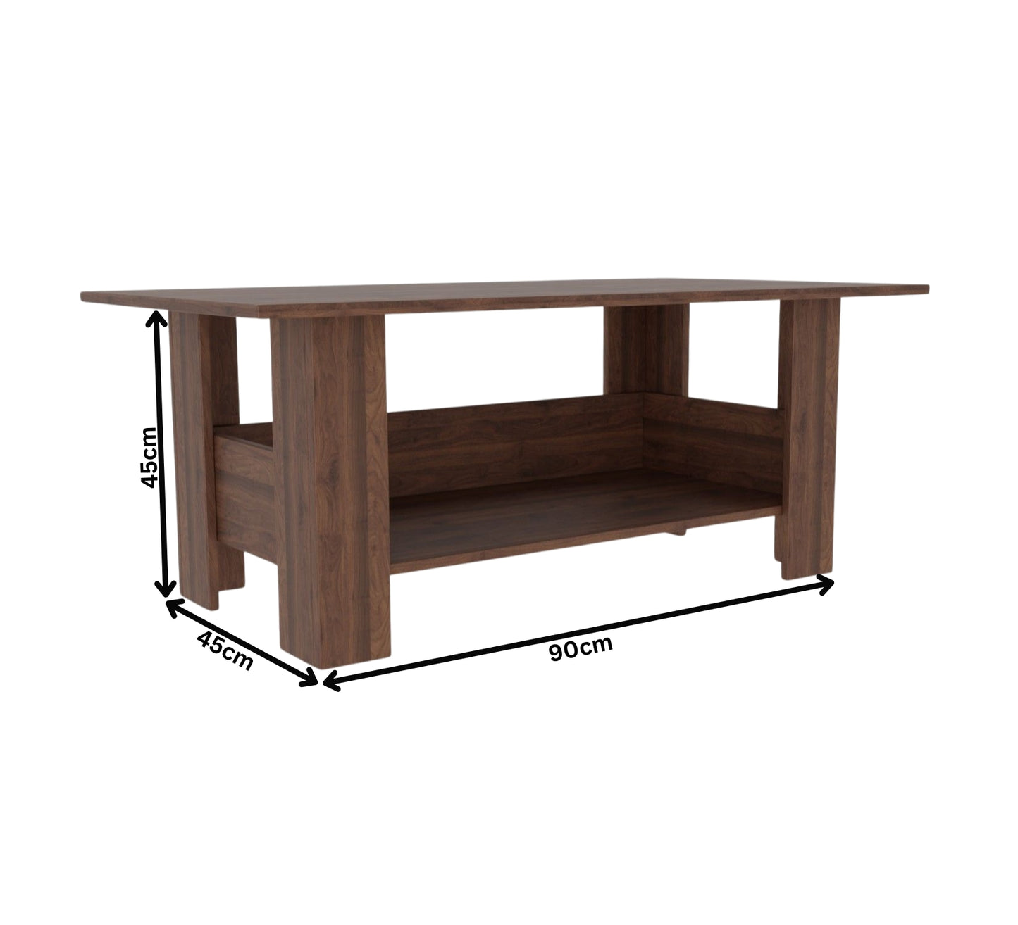 Spyder Craft Gabrial Modern Wooden Coffee Table with Storage| Coffee Table for Living Room Engineered Wood Coffee Table (Modern, Columbian Walnut)
