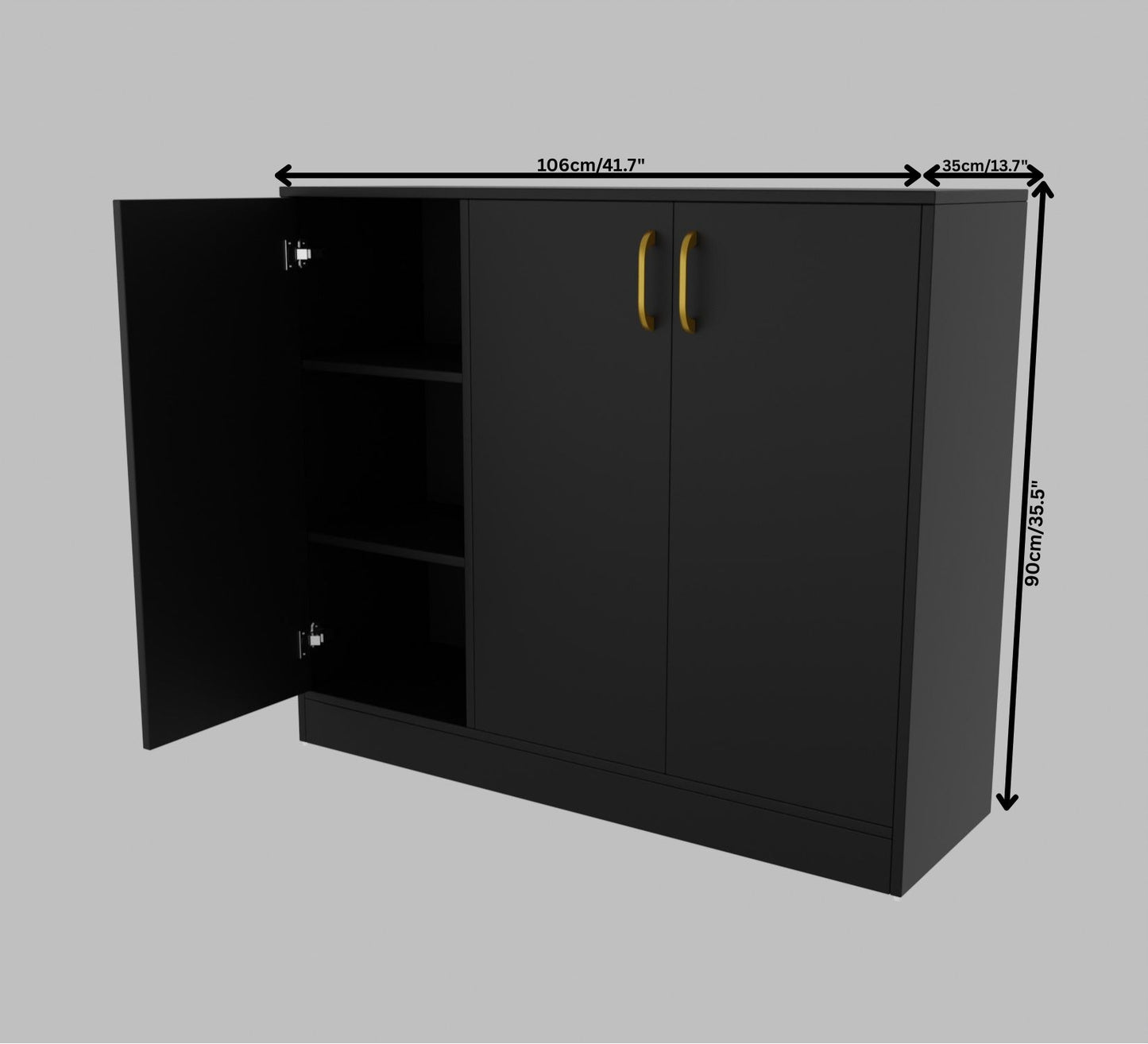 Spydercraft Accent Modern Storage Cabinet with Matte Finish and Premium Metal Handles| Color: Black | Multipurpose cabinet