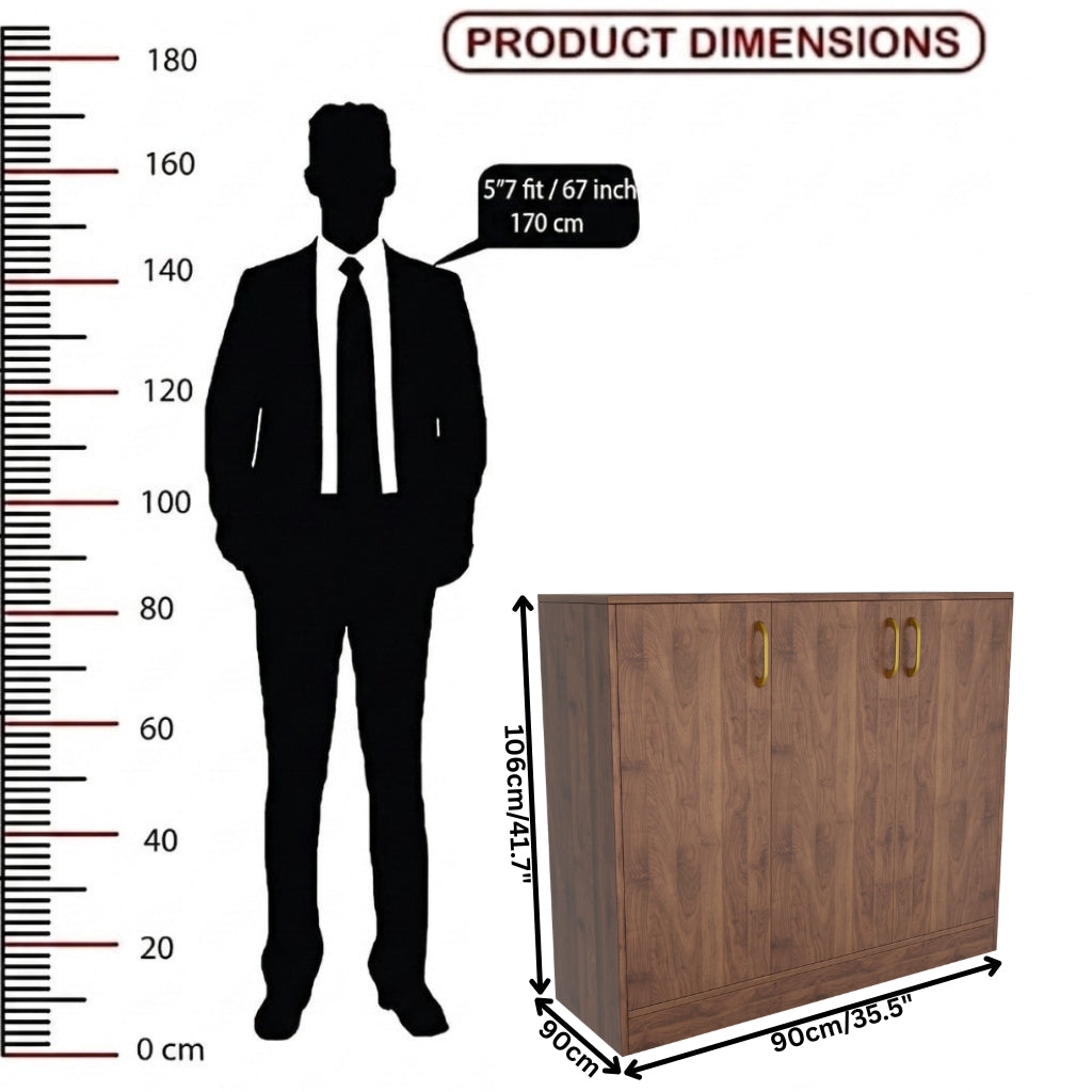 Spydercraft Accent Modern Storage Cabinet with Matte Finish and Premium Metal Handles| Color: Columbian Walnut| Multipurpose Cabinet