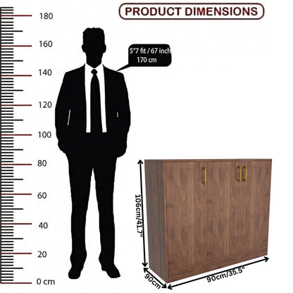 Spydercraft Accent Modern Storage Cabinet with Matte Finish and Premium Metal Handles| Color: Columbian Walnut| Multipurpose Cabinet