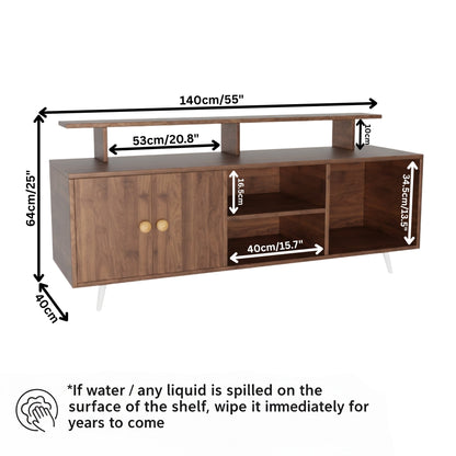 Spydercraft Modern Marbay TV Unit with Storage & Display Shelf – Space-Saving Entertainment Console in Black & White Finish