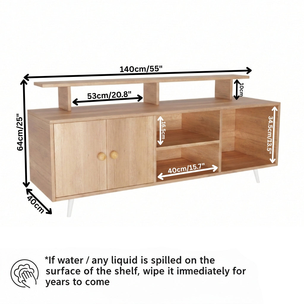Spydercraft Modern Marbay TV Unit with Storage & Display Shelf – Space-Saving Entertainment Console in Canyon Oak Finish