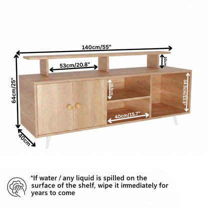 Spydercraft Modern Marbay TV Unit with Storage & Display Shelf – Space-Saving Entertainment Console in Canyon Oak Finish
