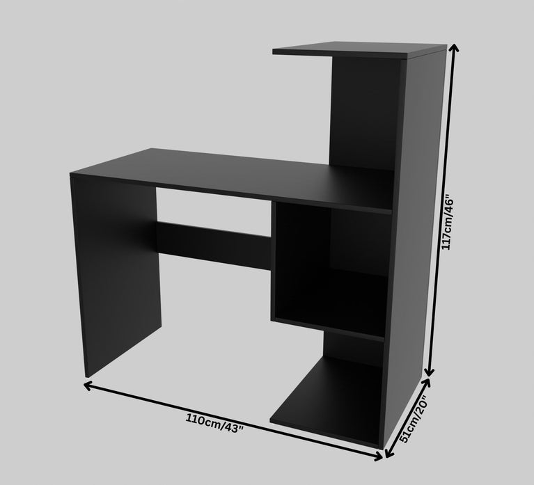 Spydercraft Tulip Study Table | Modern Study & Office Desk with Open Storage Shelves | Engineered Wood Writing Table for Home & Office