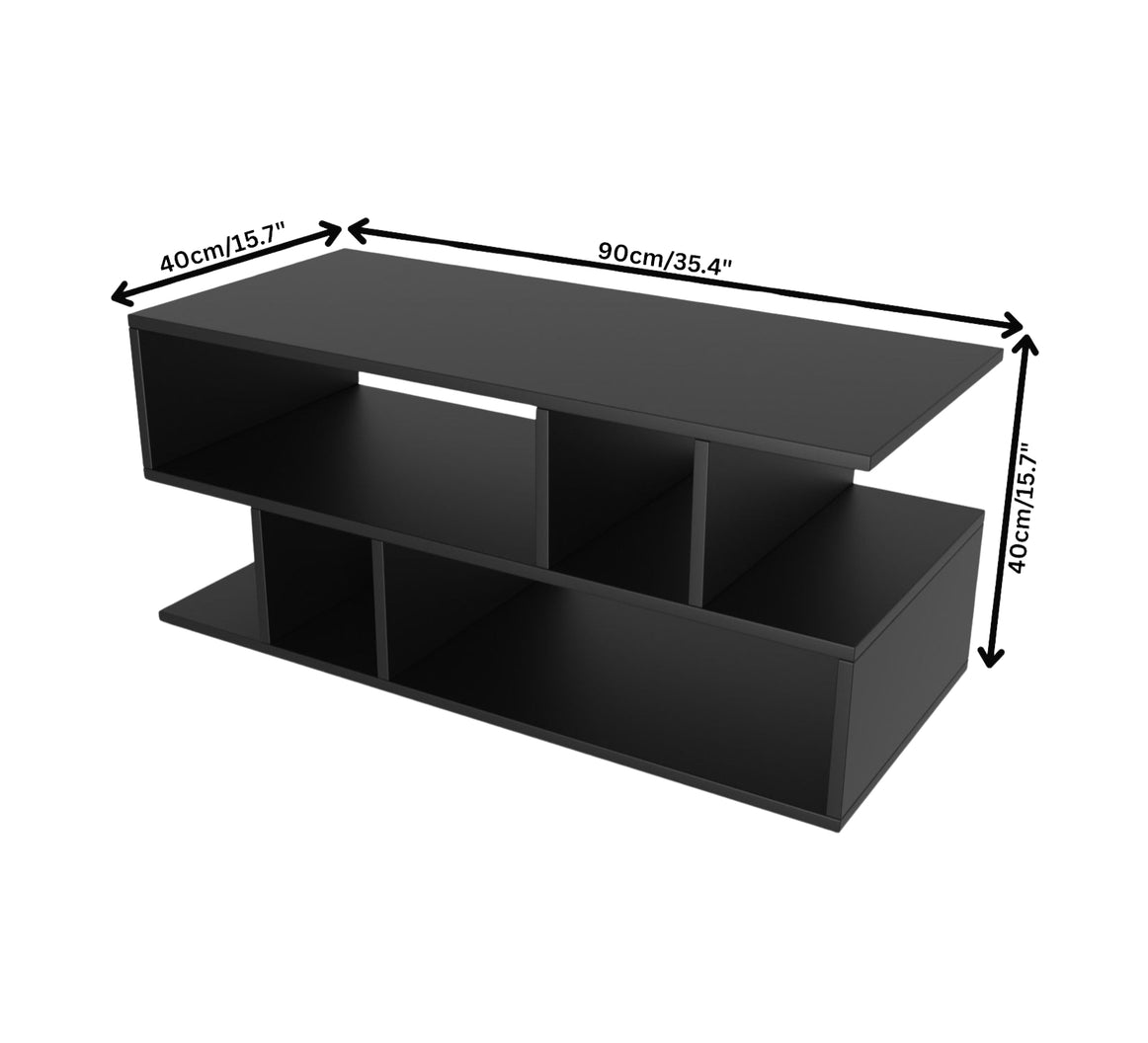 Spydercraft Zig Zag Bedside Table with Open Shelves | Modern Wooden Nightstand for Bedroom & Living Room | Engineered Wood Side Table