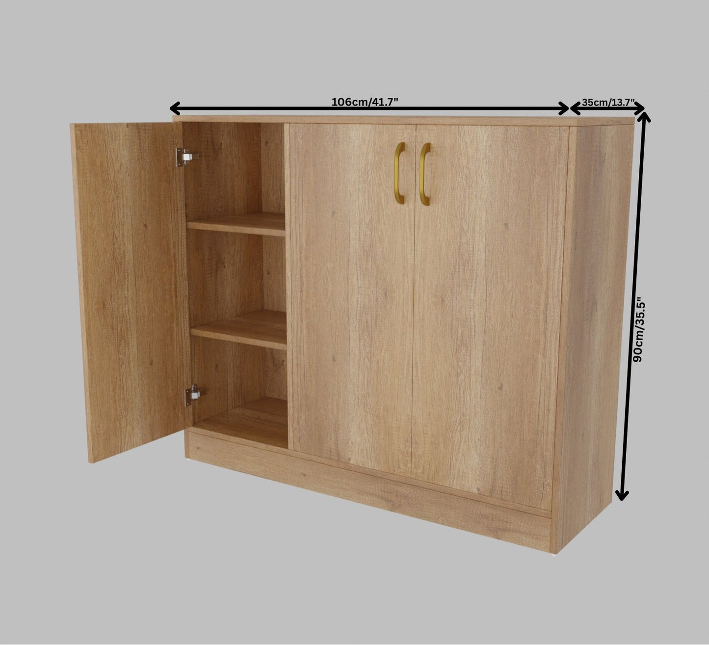 Spydercraft Accent Modern Storage Cabinet with Matte Finish and Premium Metal Handles| Color: Canyon Oak| Multipurpose Cabinet