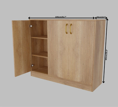 Spydercraft Accent Modern Storage Cabinet with Matte Finish and Premium Metal Handles| Color: Canyon Oak| Multipurpose Cabinet